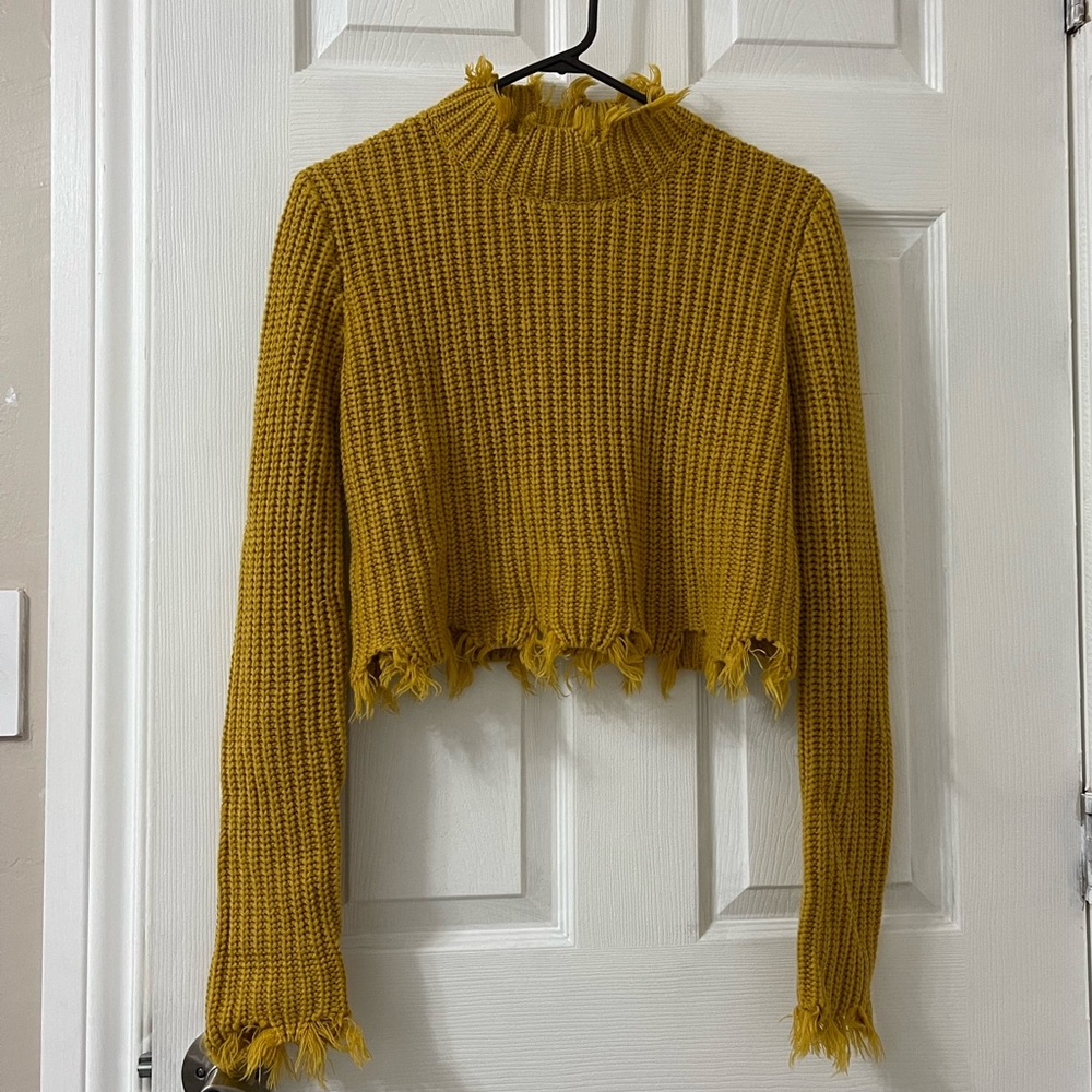 FashionNova Mustard Crop Sweater Size Small